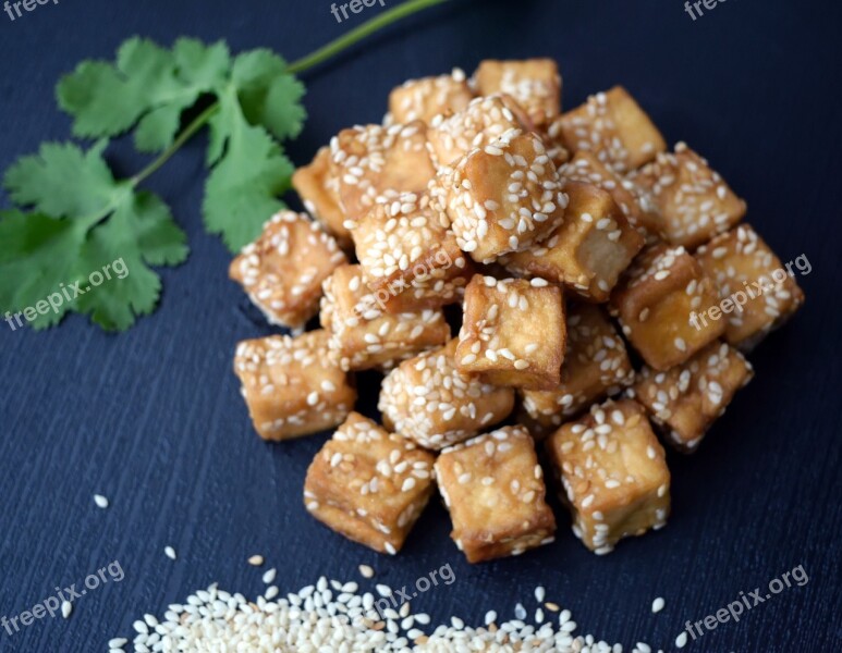 Tofu Sesame Flat Food Kitchen