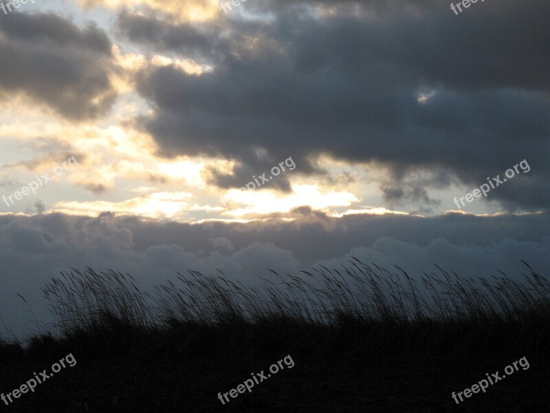 Clouds Grass Landscape View Nature