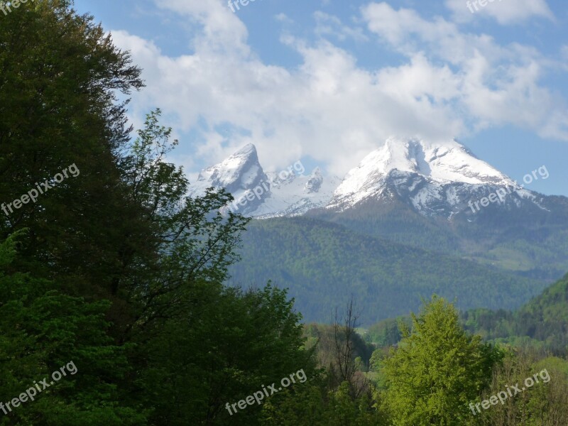 Mountains Watzmann Clouds Snow Berchtesgadener Land