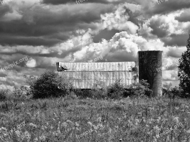 Barn Farm Rustic Monochrome Black And White