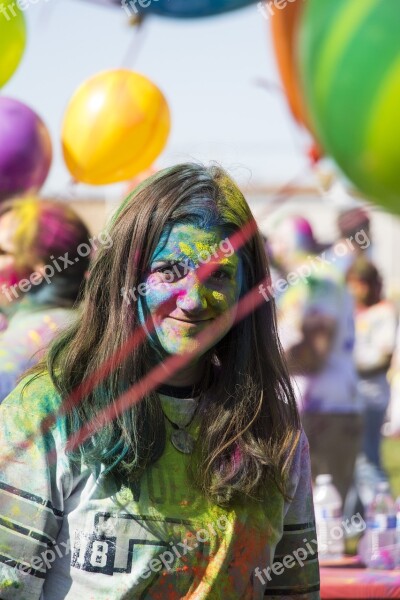 Woman Paint Face Rang Barse Holi