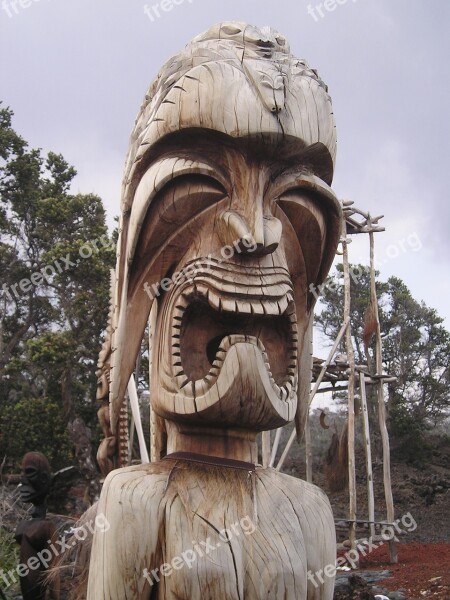 Hawaii Totem Wood Image Tribes