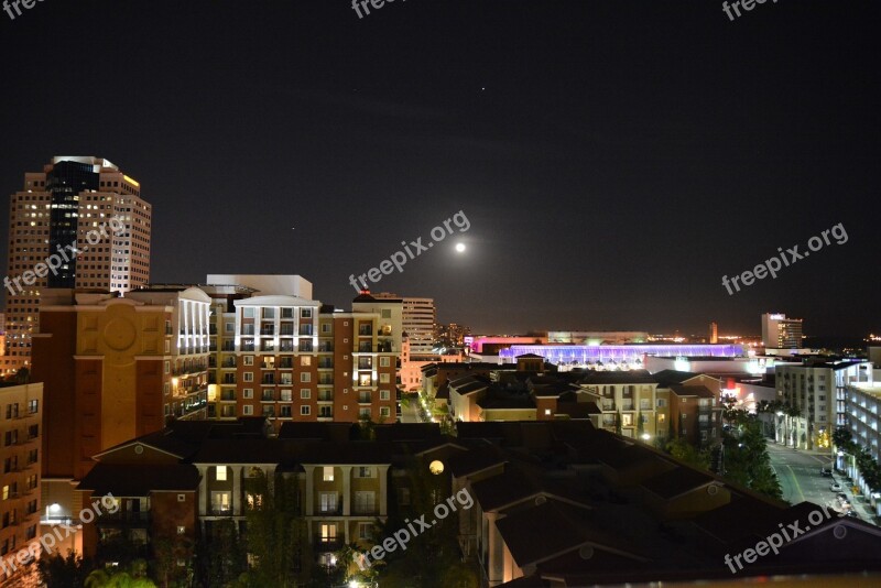 Skyline Moon City Night Cityscape