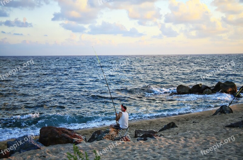 Landscape Sea Mediterranean Sea Rocks Fisherman