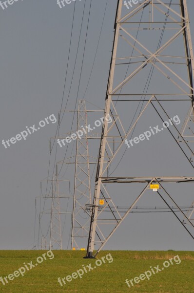 Electricity Pylon Field Electricity Power Pylon