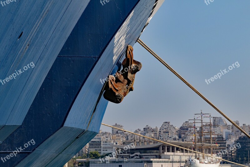 Piraeus Port Ferry Anchor Water