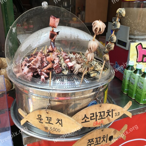 Korea Baby Octopus Street Food Octopus Free Photos