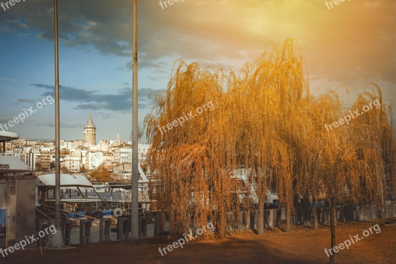 Istanbul Turkey Travel Sunset Sky