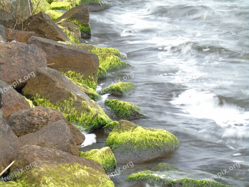 Bank Stones Wave Wind Seetank