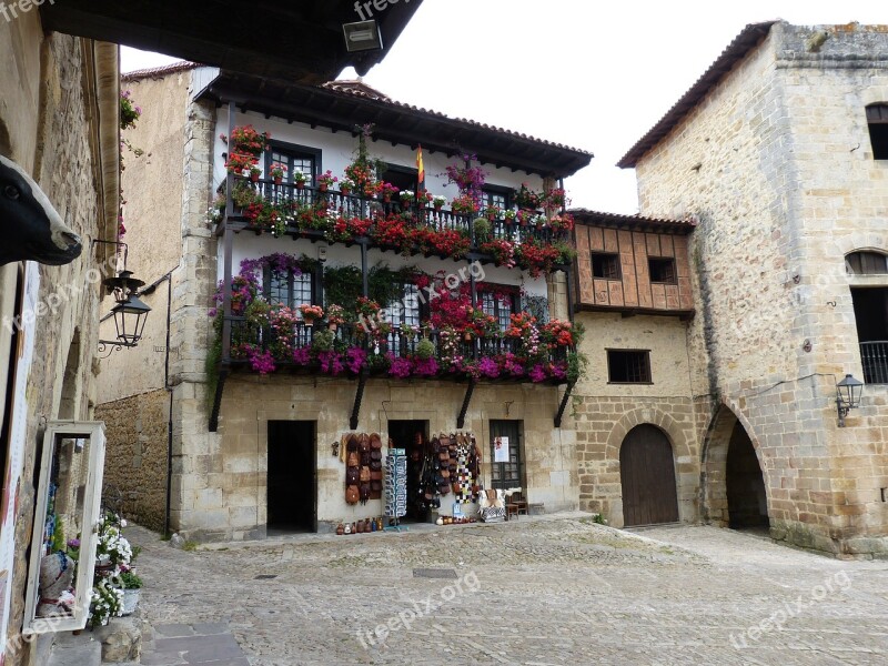 Old Town Balcony Flowers Architecture Building