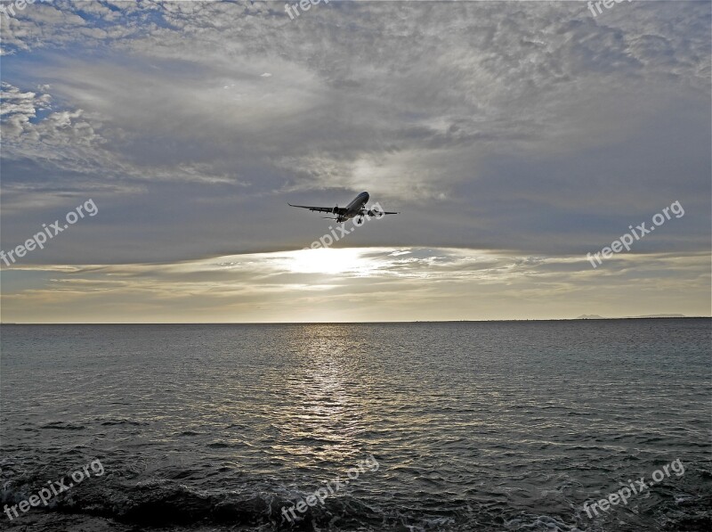 Sunset Plane Heaven Clouds View