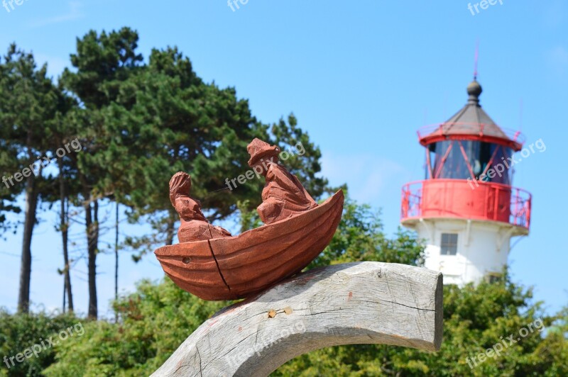 Hiddensee Lighthouse Holzfigur Fischer Un Sin Fru Free Photos