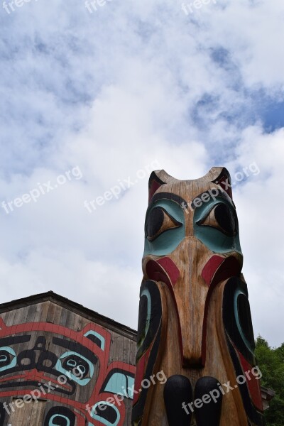 Totem Pole Raven Totem Native Wood