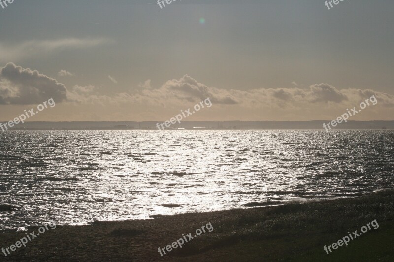 Thames Estuary Water River Sun Down