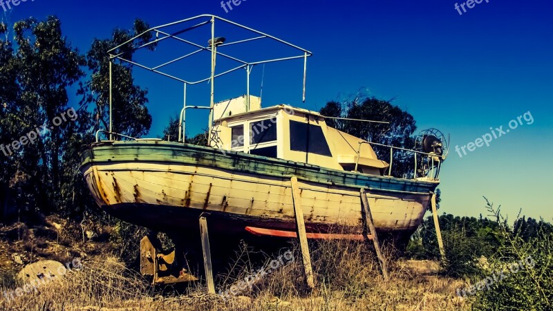 Boat Old Abandoned Aged Weathered