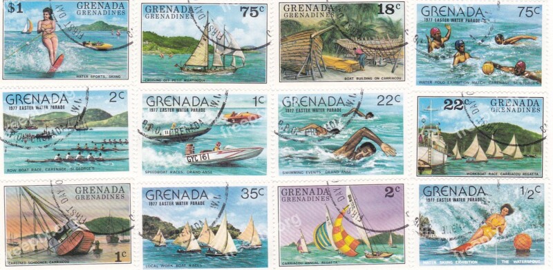 Postage Stamps Sea Water Sports Water Free Photos