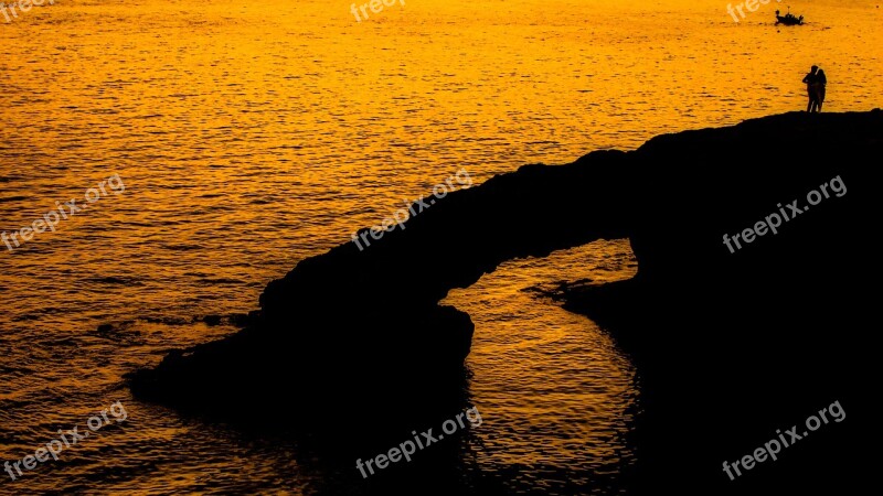 Rock Sunset Sea Silhouette Sunset Landscape