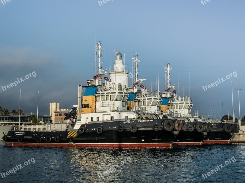 Sunset Tug Boats Malaga Port Sea