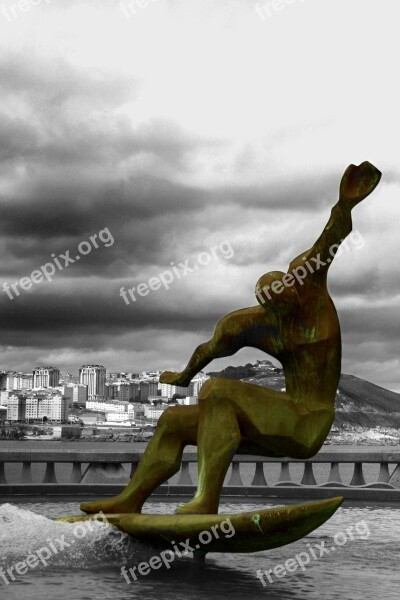 Surfer Sculpture Spain Surfing Statue Ocean