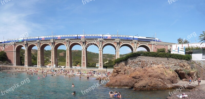 Côte D ' Azur Beach Mediterranean Panorama Arch Bridge