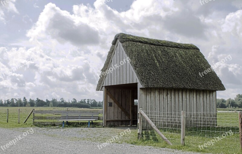 Hut Landscape Meadow Grass Rush