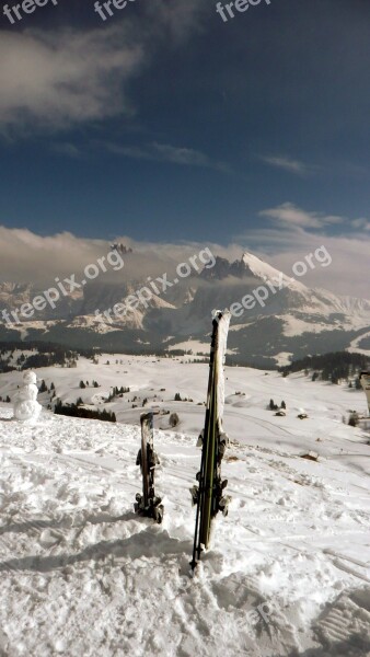 Skis Skiing Snow Ortisei Winter