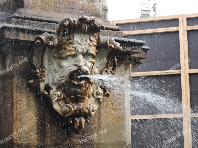 Spout Water Fountain Czech Budejovice Square