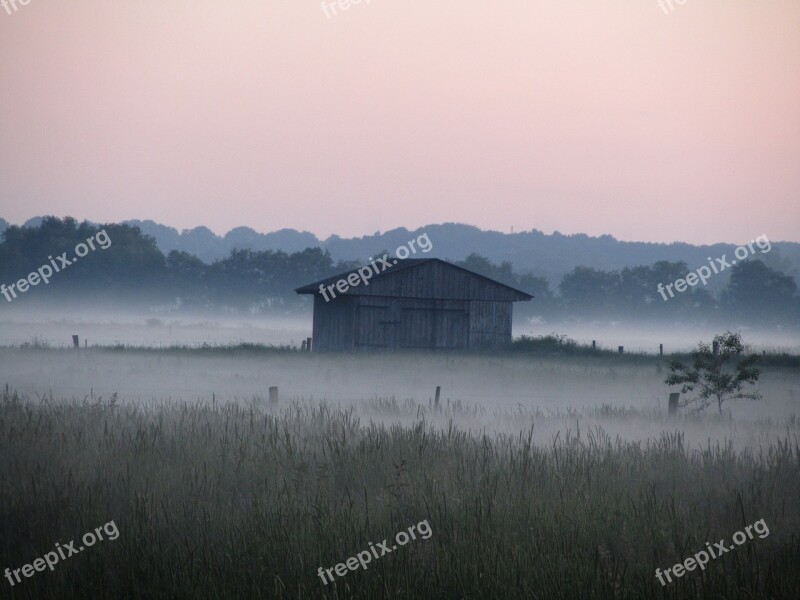 Pastel Hut Pasture Log Cabin Field Barn