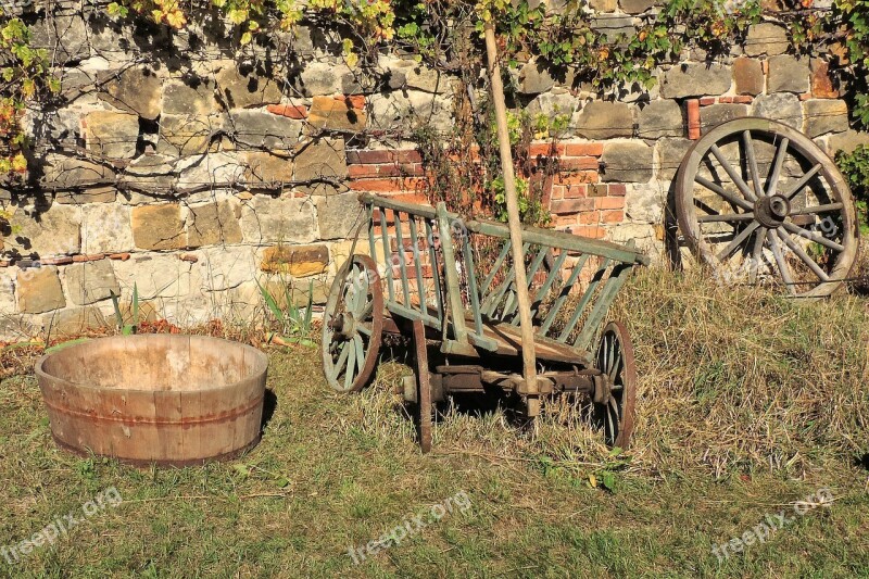 Wooden Tub Handcart Spoke Wheel Wooden Wheel Old