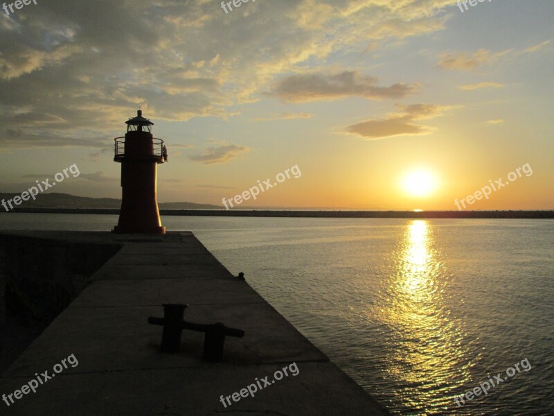 Sunset Ancona Italy Sea Water