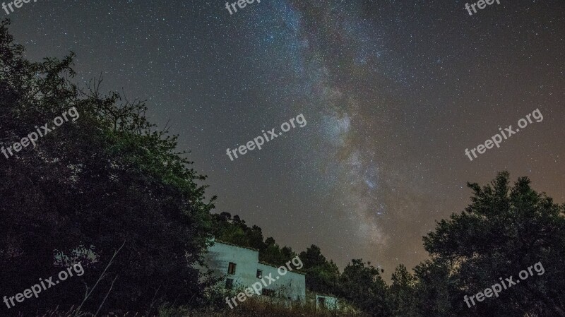 Milky Way Farmhouse Sky Star Landscape