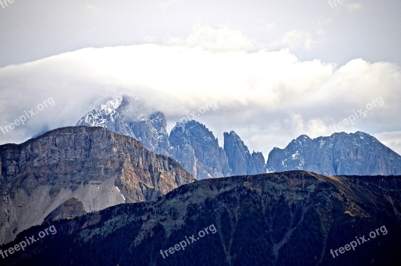 Alpine Mountains Dolomites Rose Garden Peitlerkofel