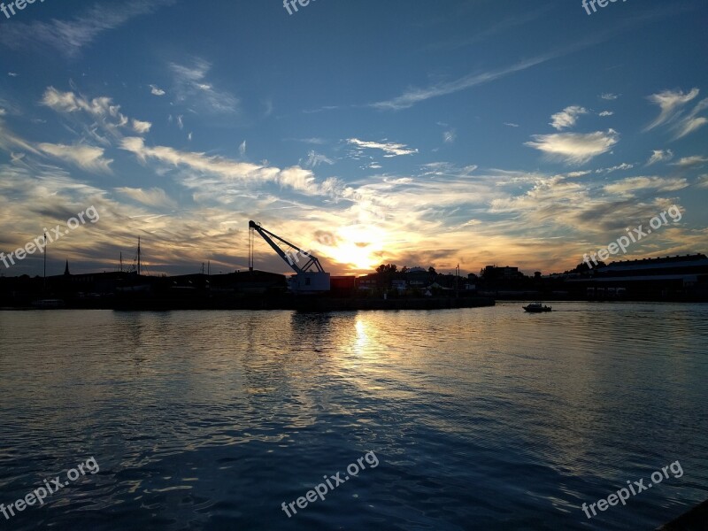 Industry Water Evening Sky Sky Clouds