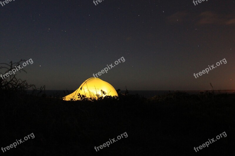 Tent Night Nature Light Travel