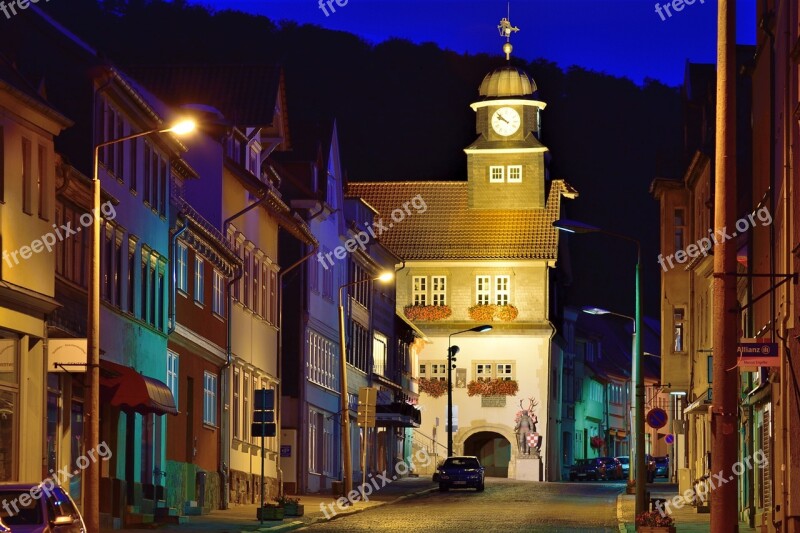 Town Hall Blue Hour Südharz Bleicherode Free Photos