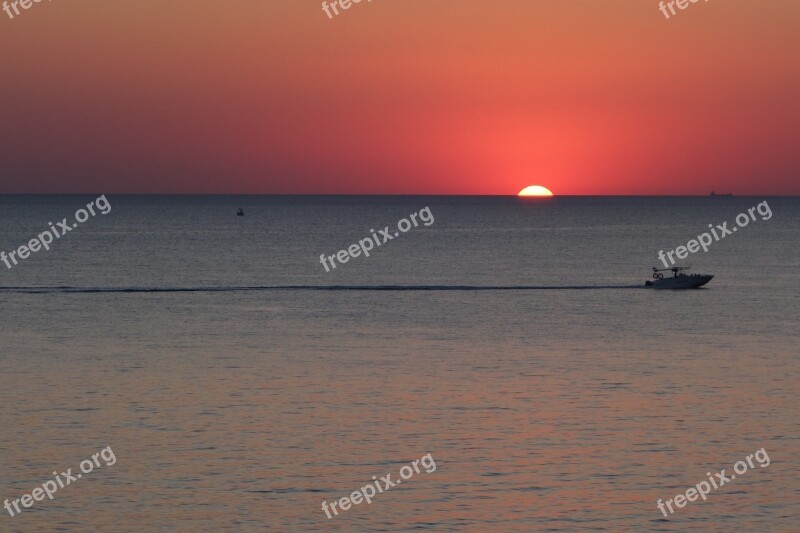 Sea Sunset Summer Landscape Boat