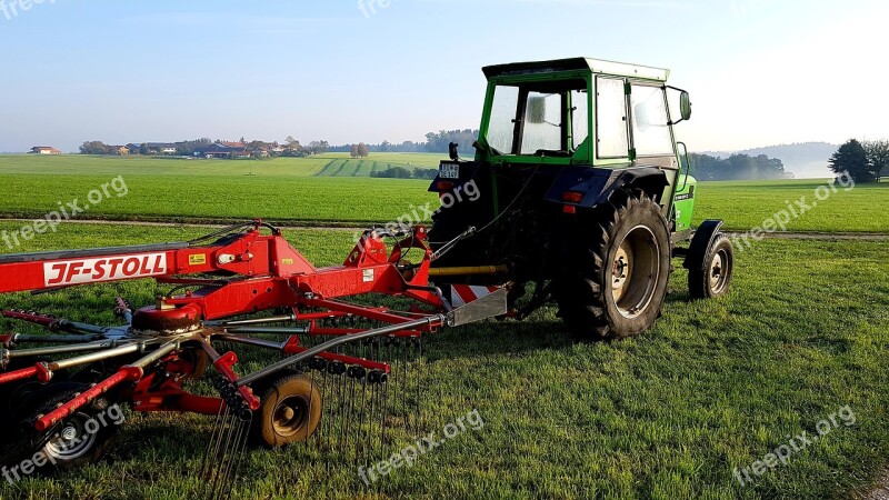 Tractor Hay Tedders Meadow Agriculture Morgenstimmung