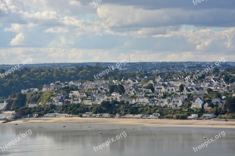 Panoramic Views A View Of The City Of Perros-guirec Side Of Armor Brittany France Beach