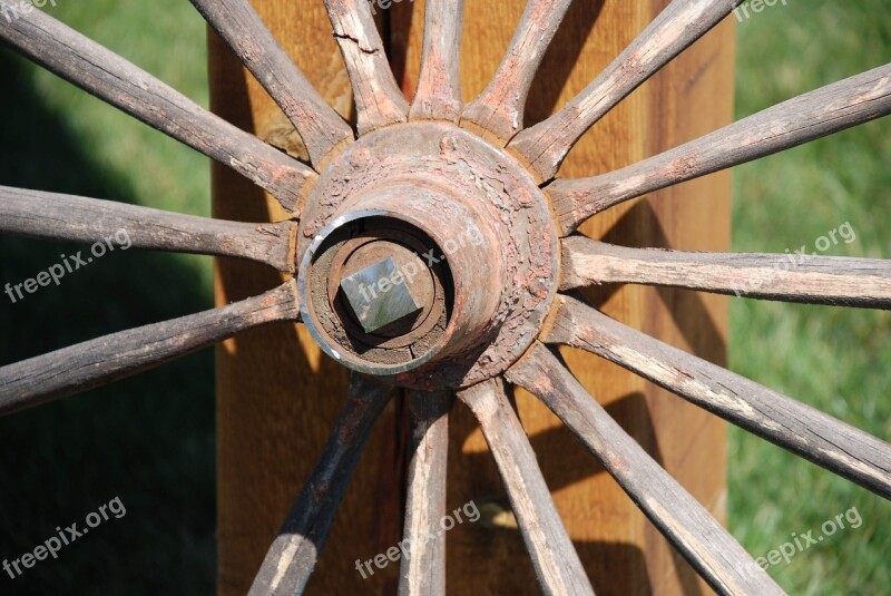 Wagon Wheel Old Antique Wood Post