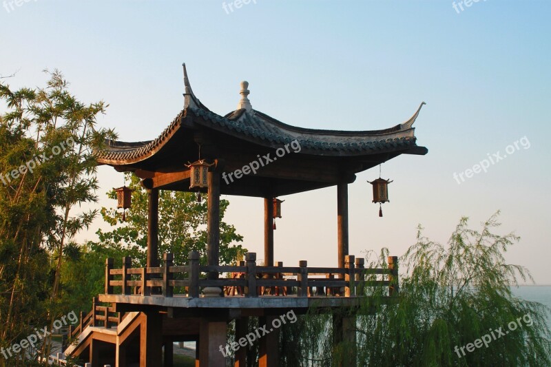 China Taihu Lake Wood Pavilion Huzhou Stone