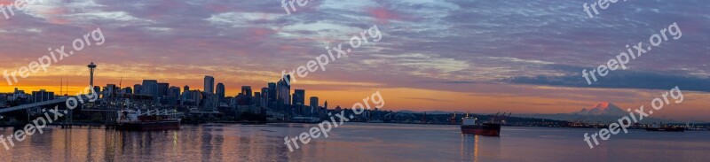 Seattle Mountain Boat Sky Water