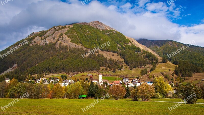 Bergdorf South Tyrol Reschensee Mountains Landscape