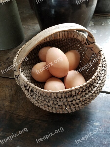 Eggs Basket Vintage Crock Table