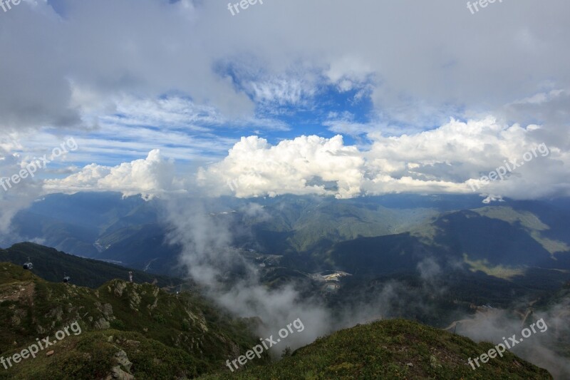 Cable Car Road Mountains Hills Slopes