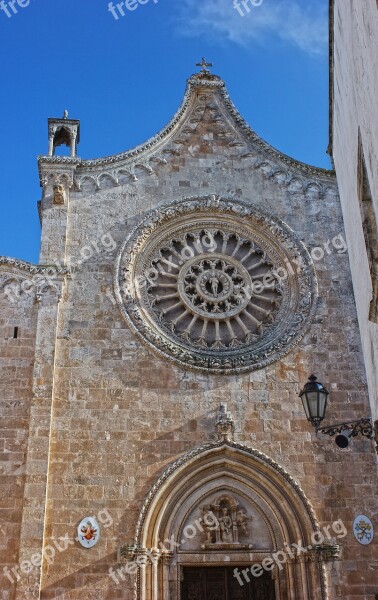 Puglia Ostuni Rose Window Facade Romanesque Style