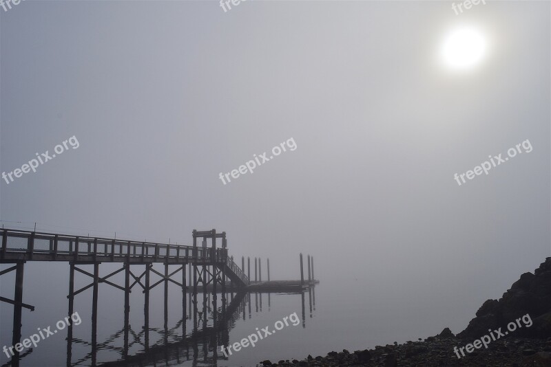 Fog Morning Bridge Water Reflection