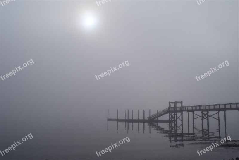 Fog Morning Bridge Water Reflection