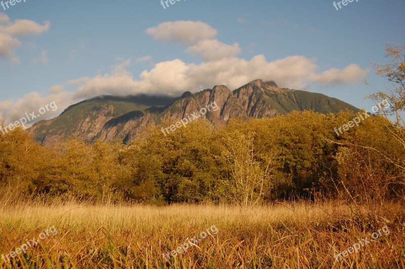 Mountain Sunset Grassland Mountains Washington