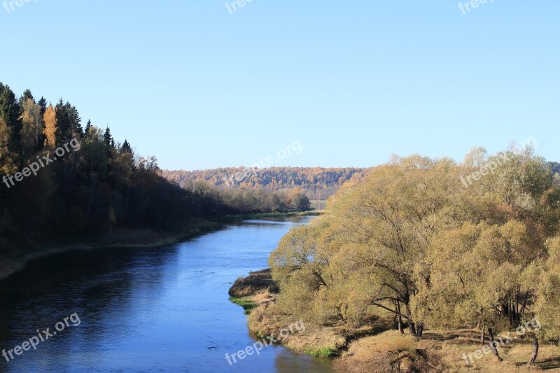 Autumn River Forest Sky Shadow