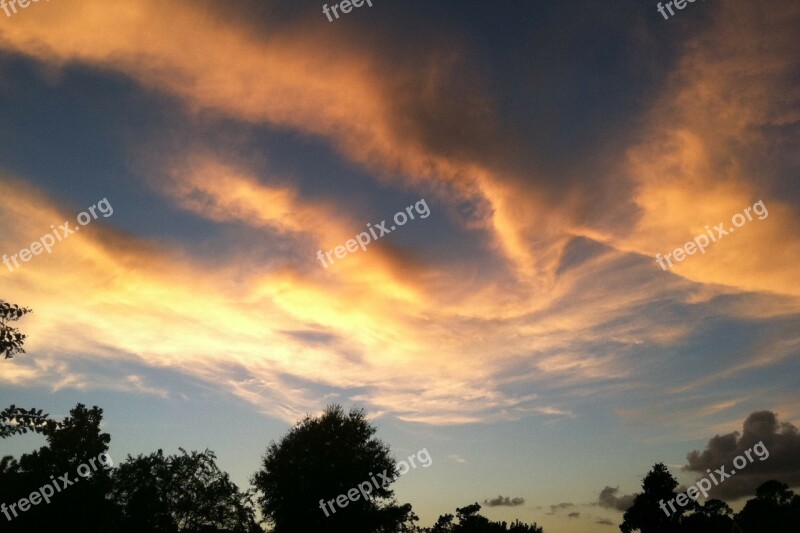 Orange Sky Sky Sunset Clouds Nature